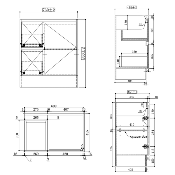 SALE - Max White - Freestanding Vanity 750/900/1200mm [44-BC-FSW]