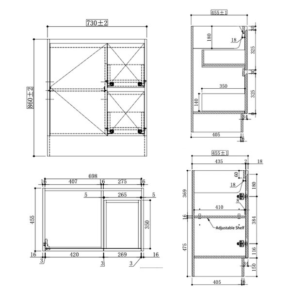 SALE - Max White - Freestanding Vanity 750/900/1200mm [44-BC-FSW]