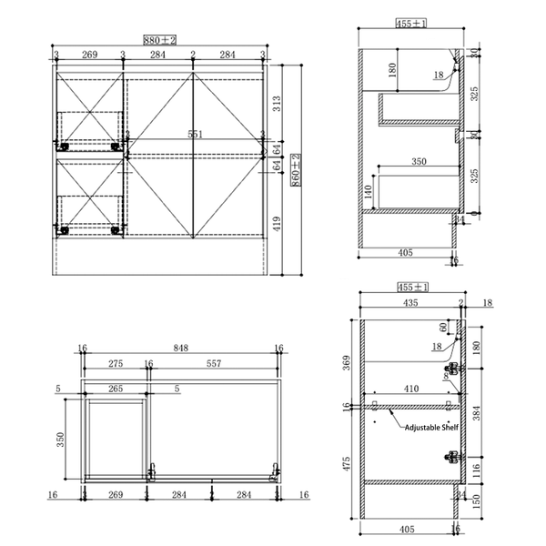 SALE - Max White - Freestanding Vanity 750/900/1200mm [44-BC-FSW]