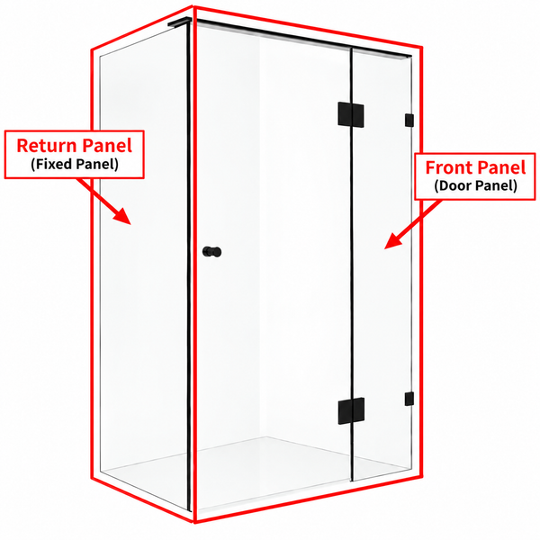 SALE - Height 2000mm Fully Frameless Pivot Door Shower Screen - RETURN PANEL [44-T10-RP / 44-1527]
