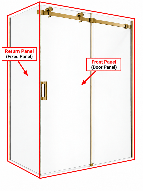 SALE - Height 2000mm Fully Frameless Sliding Shower Screen - FRONT Panel 1200-1500mm [44-T10-D+F / 44-2043]