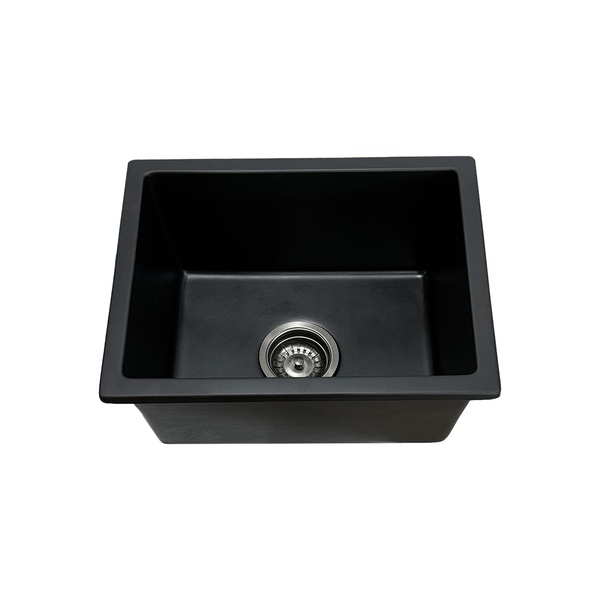450*350*220 Kitchen Sink Laundry Black Granite Stone Sinks Single Bowl Basin [44-GS4535B]