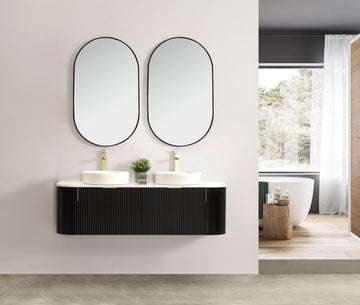 Carysil Forma - Matte Black Fluted Wall Hung Vanity 750-1200mm [42-C-F-B / 42-2236]