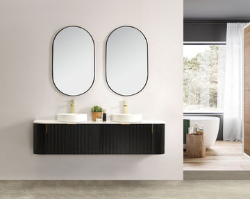 Carysil Forma - Matte Black Fluted Wall Hung Vanity 750-1200mm [42-C-F-B / 42-2236]