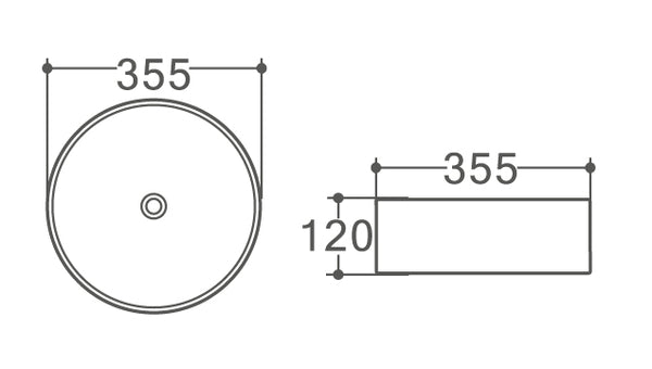 JAMIE Above Counter Basin Gloss White 355*355*120mm [17-WB 3535]