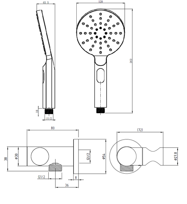 RAINJET Shower Head on Bracket [17-TP008]