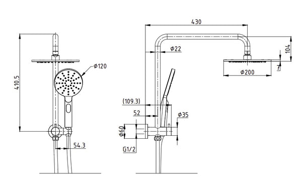 MONDO Compact Twin Shower Set [17-TP2109]