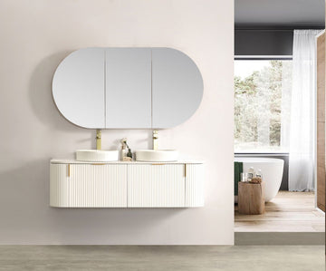 Carysil Forma - Matte White Fluted Wall Hung Vanity 750-1200mm [42-C-F-W / 42-2237]