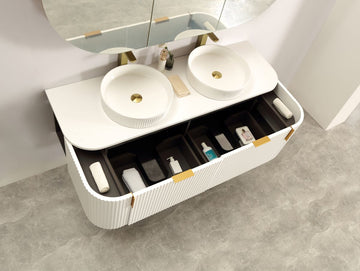 Carysil Forma - Matte White Fluted Wall Hung Vanity 750-1200mm [42-C-F-W / 42-2237]