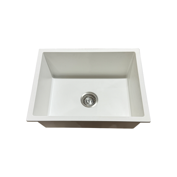 590*450*240 Kitchen Sink Laundry White Granite Stone Sinks Single Bowl Basin