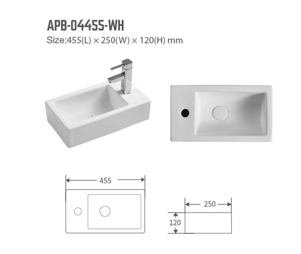 Wall-hung Basin 455x250x120mm [35-APB-04455-WH]