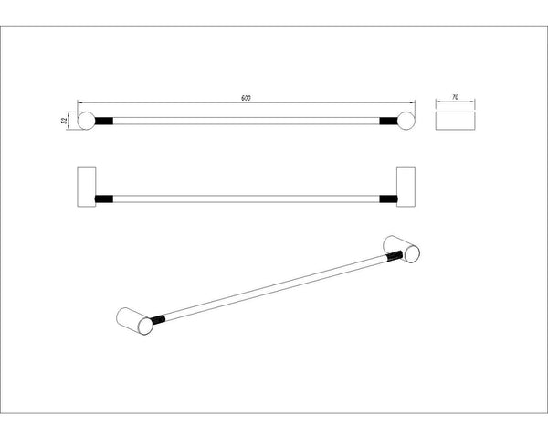 CADDENCE - Single Towel Rail 600/800mm [42-9001.(8.)TR]