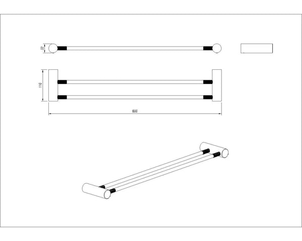 CADDENCE - Double Towel Rail 600/800mm [42-9002.(8.)TR]