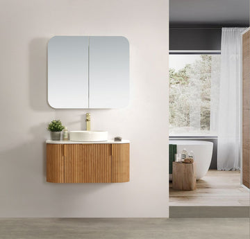 Carysil Forma - Walnut Fluted Wall Hung Vanity 750-1800mm [42-C-F-WA / 42-2234]