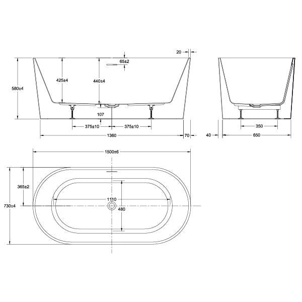 Adore - Oval 1500/1700/1800mm Freestanding Bathtub [26-AD-S]