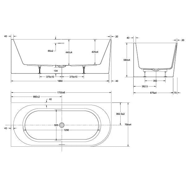 Adore - Back To Wall 1500/1700/1800mm Freestanding Bathtub [26-AD-BTW]