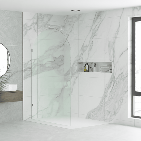 Milano Arched Fully Frameless Walk In Shower Panel [43-M-FP]