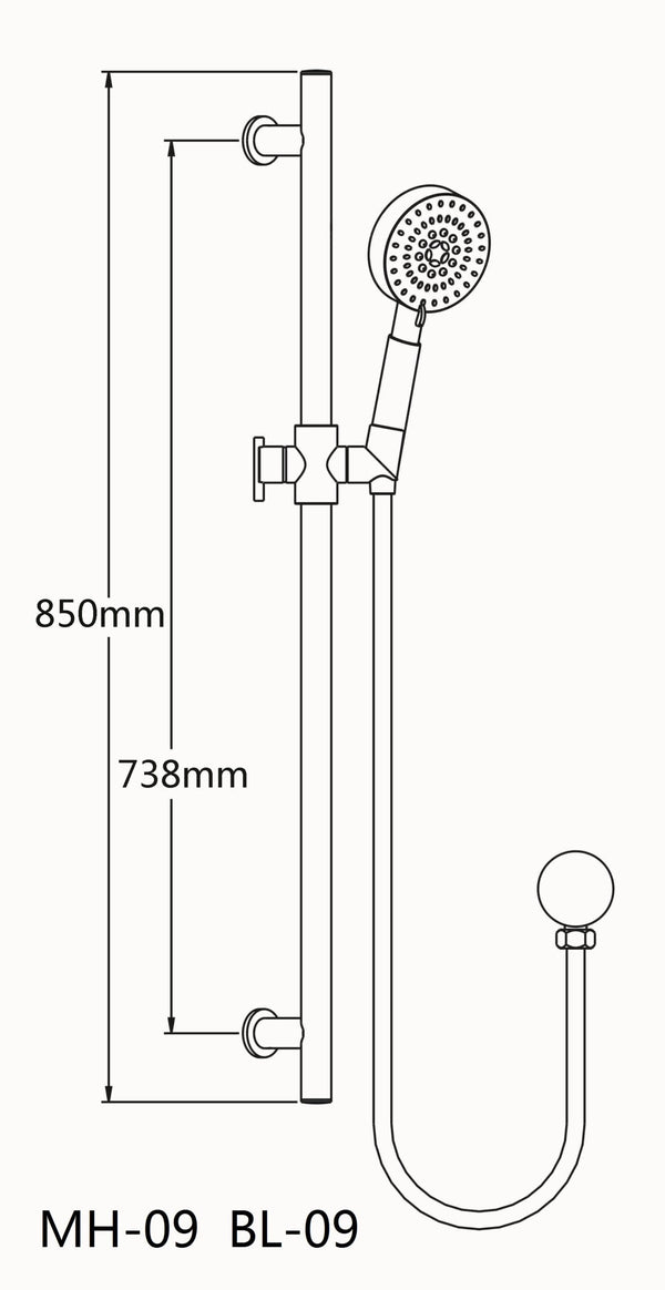 Round Hand Shower Rail [16-MH-09]