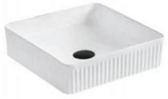 Square Fluted 375x375x130mm Above Counter Ceramic Basin [15-BSN-A-3737FS / 15-2108]