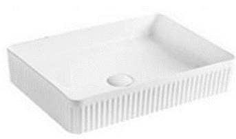 Rectanguler Fluted 500x340x130mm Above Counter Ceramic Basin [15-BSN-A-5034FRT]