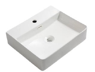 Rectanguler 500x420x130mm Above Counter Ceramic Basin with Tap Hole [15-BSN-W-5042 / 15-2110]