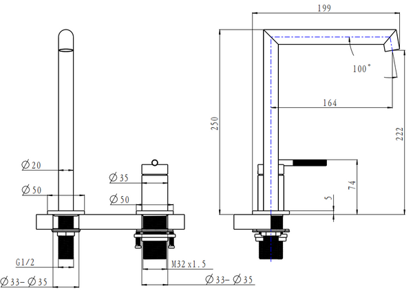 CADDENCE - Split Type Tall Basin Mixer [42-0242.BM / 42-2252]