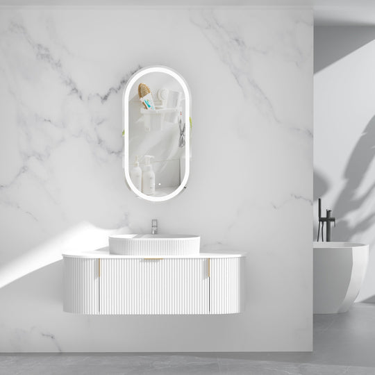 Carysil Sutton - Matte White Fluted Wall Hung Vanity 750-1200mm [42-C-V-F / 42-2233]