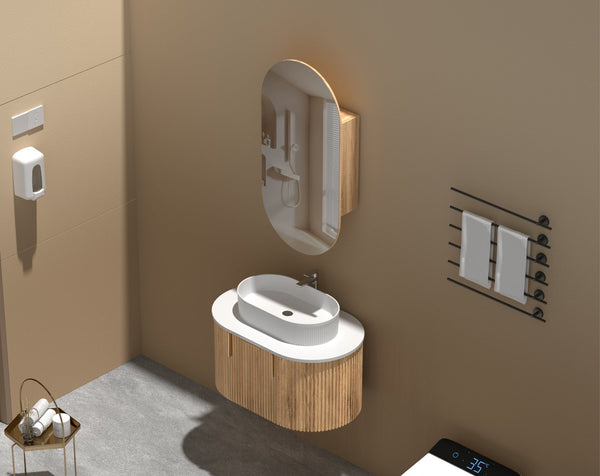 Carysil Noble - Oval Shaving Cabinet 450x900x150mm [42-C-4590OS / 42-2221]