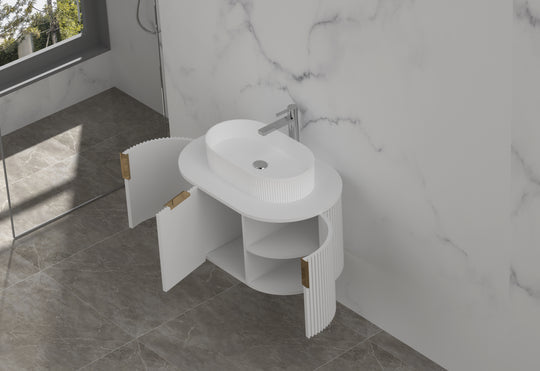 Carysil Sutton - Matte White Fluted Wall Hung Vanity 750-1200mm [42-C-V-F / 42-2233]