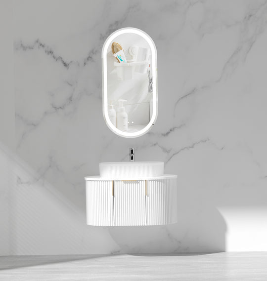 Carysil Sutton - Matte White Fluted Wall Hung Vanity 750-1200mm [42-C-V-F / 42-2233]