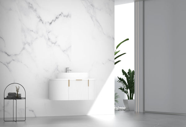 Carysil Sutton - Matte White Fluted Wall Hung Vanity 750-1200mm [42-C-V-F / 42-2233]