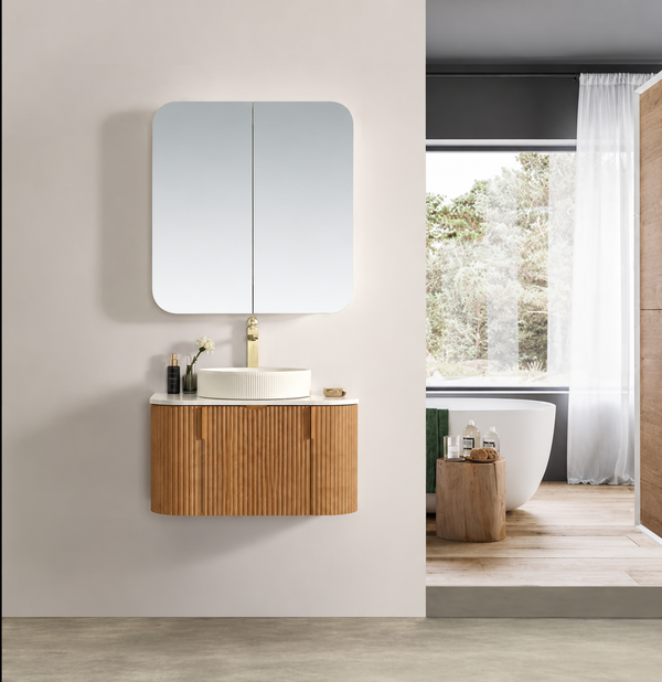 Carysil Forma - Walnut Fluted Wall Hung Vanity 750-1800mm [42-C-F-WA / 42-2234]