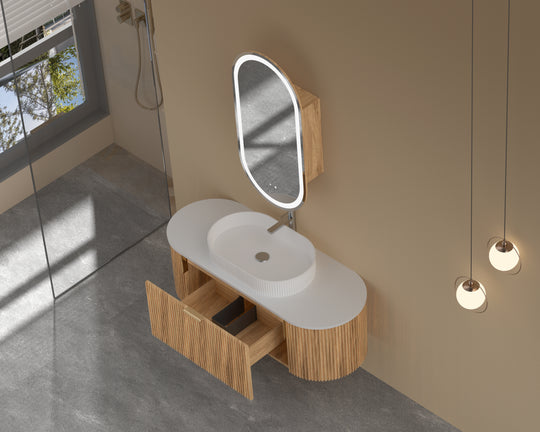 Carysil Sutton - Walnut Fluted Wall Hung Vanity 750-1200mm [42-C-V-FWA / 42-2235]