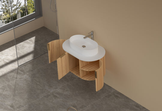 Carysil Sutton - Walnut Fluted Wall Hung Vanity 750-1200mm [42-C-V-FWA / 42-2235]