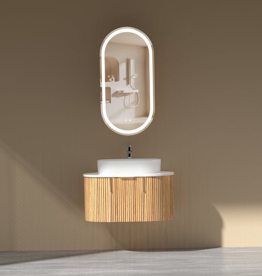 Carysil Sutton - Walnut Fluted Wall Hung Vanity 750-1200mm [42-C-V-FWA / 42-2235]