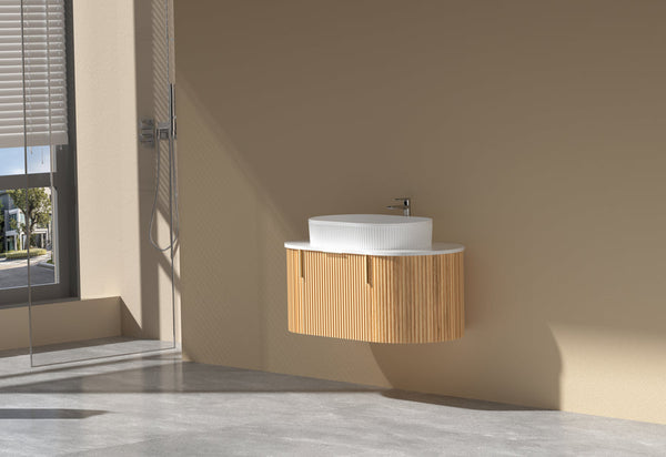 Carysil Sutton - Walnut Fluted Wall Hung Vanity 750-1200mm [42-C-V-FWA / 42-2235]