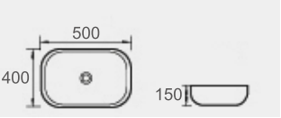 500x400x150mm Rectangle Gloss White Basin 370X370X120mm [20-CB-5040 / 20-2220]