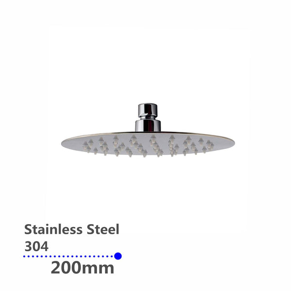 200mm Round Super Slim Rainfall Shower Head 2mm Thick [42-0119.SH]