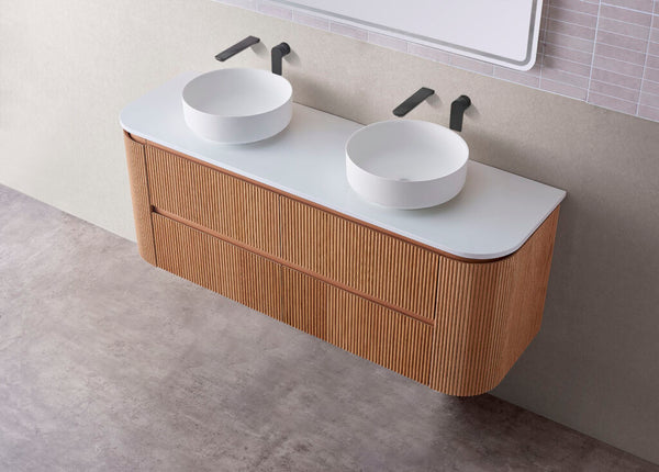 Bristol - Rosewood Fluted Curved Wall Hung Vanity 900-1500mm [20-CWH68-A6]
