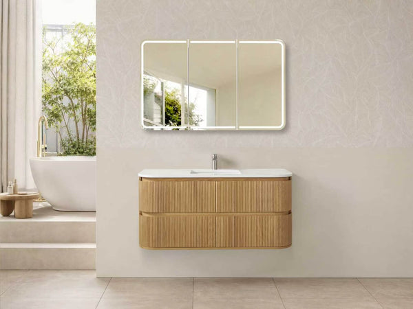 Windsor - Rosewood Fluted Curved Wall Hung Vanity 900-1500mm [20-CWH69-A6 / 20-2081]