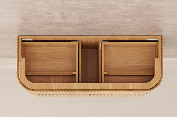 Windsor - Rosewood Fluted Curved Wall Hung Vanity 900-1500mm [20-CWH69-A6 / 20-2081]