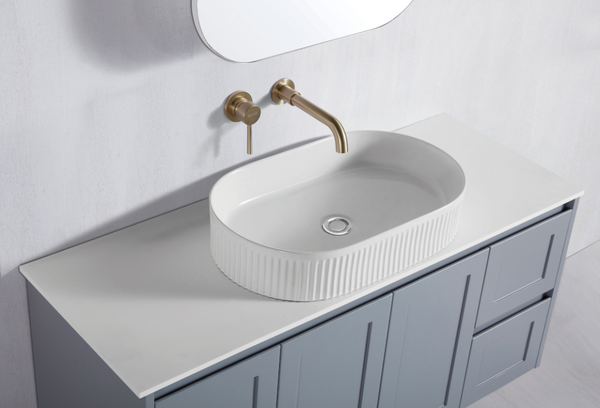 Oval Fluted Art Basin [20-CB153]