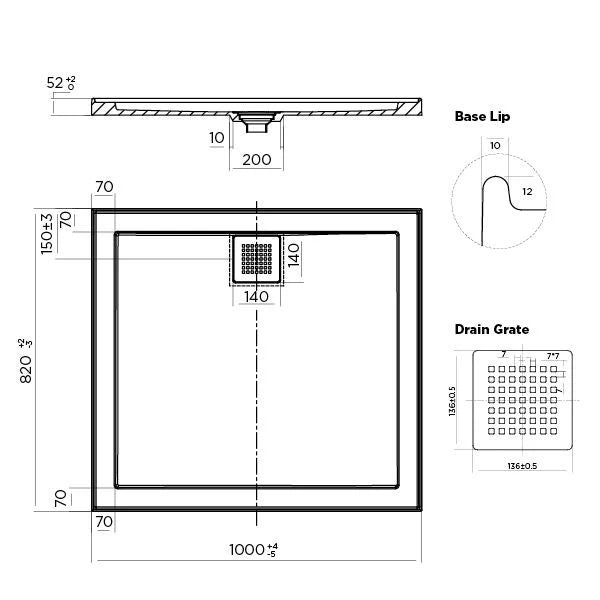Stonelite ECO REAR Outlet Shower Bases [26-EC-R]