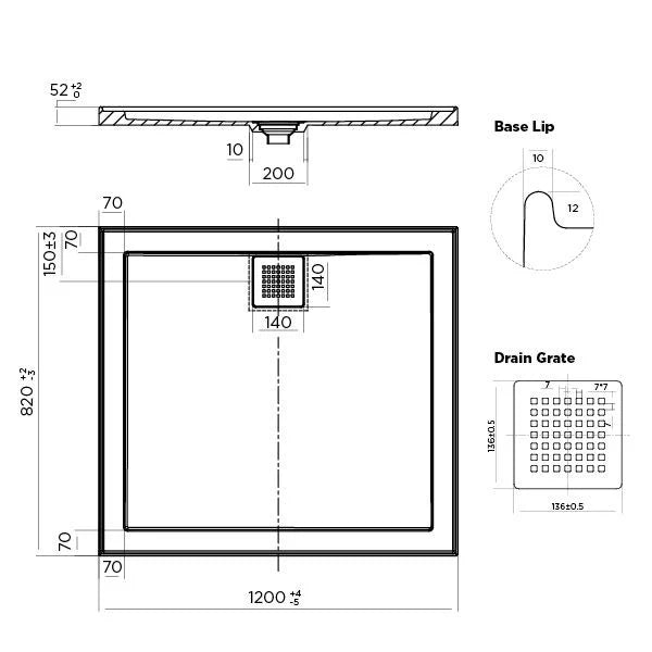 Stonelite ECO REAR Outlet Shower Bases [26-EC-R]