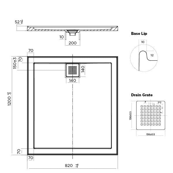 Stonelite ECO REAR Outlet Shower Bases [26-EC-R]