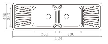 1524*455*170mm Square Stainless Steel Sink With Drainer [16-FA152P]