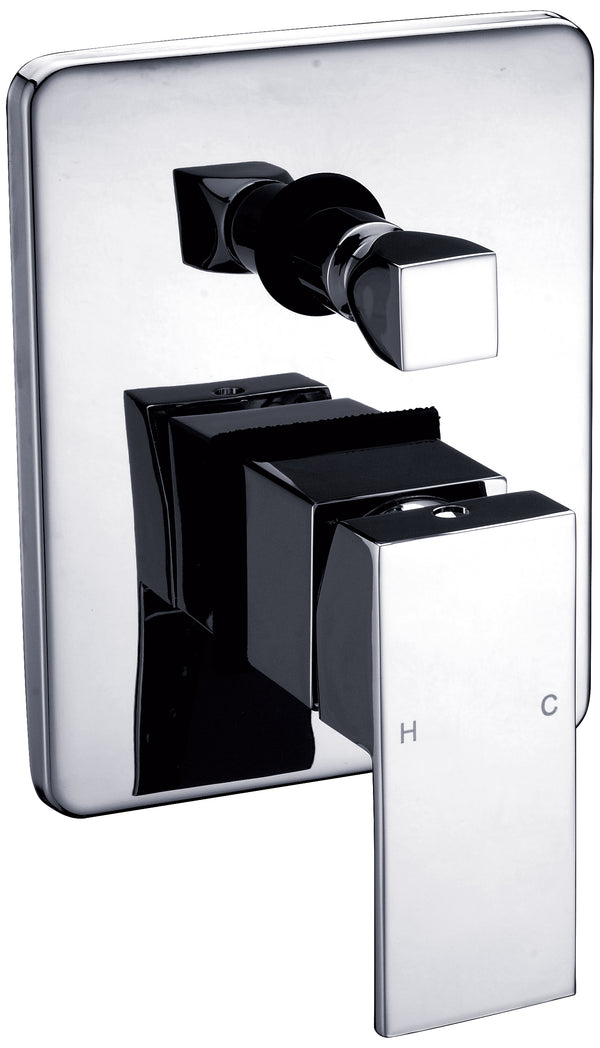 Square Series - Basin / Shower Mixer with Diverter- Chrome / Matte Black [44-FA3004]