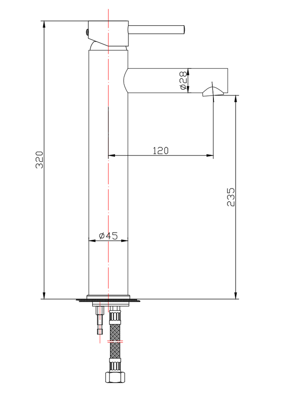 Round Series - Tall Basin Mixer - Chrome / Black [44-FA4002]