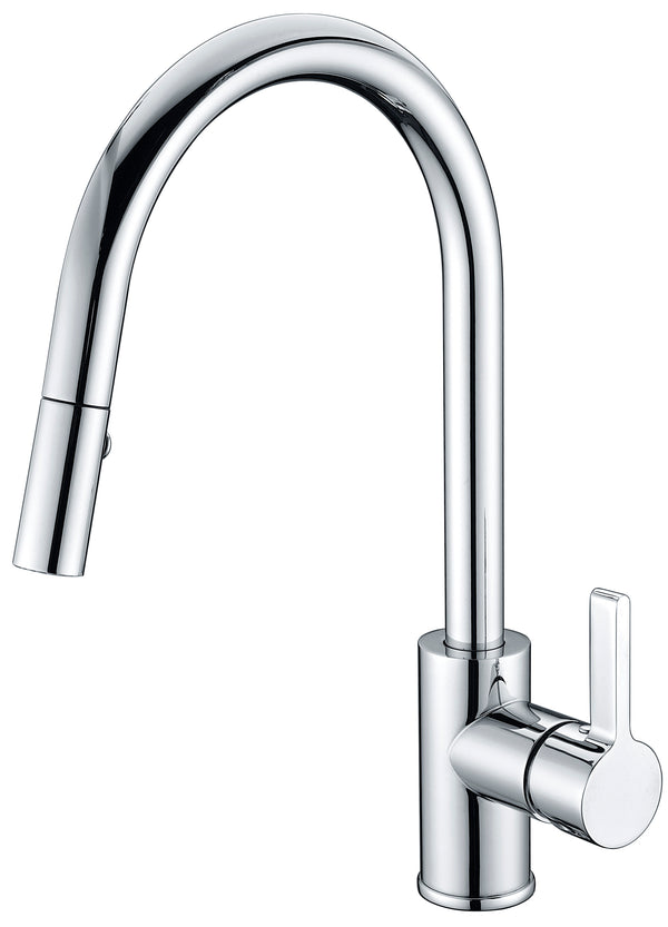 Curved Series -Pull Down Kitchen/Laundry Mixer - Chrome / Matte Black [44-FA5001]