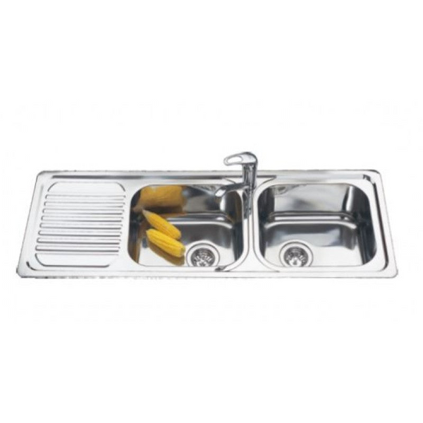 1200*435*170mm Square Stainless Steel Sink With Drainer [16-FC120P]